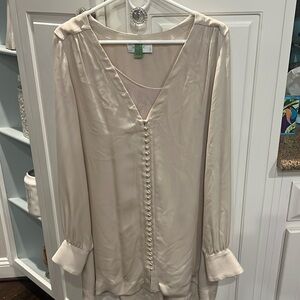 A.L. C. Silk Tunic Champagne V Neck Dress